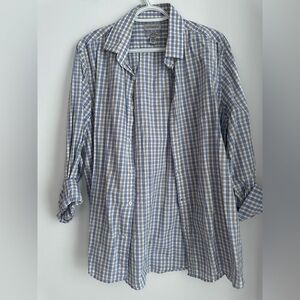le chateau Men's Blue & White Plaid Button-Down Shirt